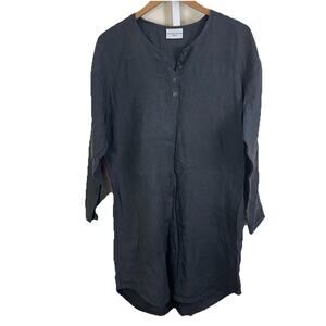 Parachute Linen Shirt Dress M Gray Minimalist Tunic Relaxed Fit Lagenlook